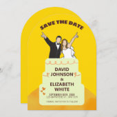 Save the Date Wedding Invitation – Bold Yellow  Kaart (Voorkant / Achterkant)