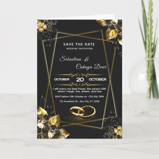 Save the Date Wedding Invitation – Elegant Floral  Feestdagen Kaart (Voorkant)