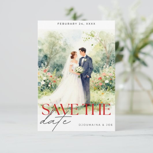 Save The Date Wedding Invitation | Romantic  (Staand voorkant)
