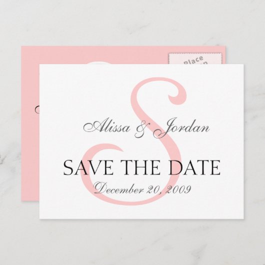 Save the Date Wedding Monogram Aankondiging Kaart (Voorkant / Achterkant)