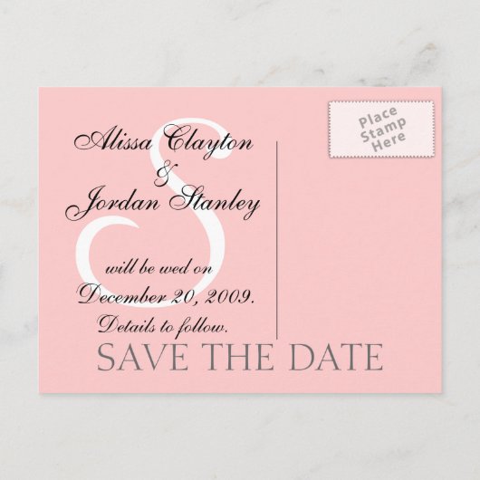 Save the Date Wedding Monogram Aankondiging Kaart (Achterkant)
