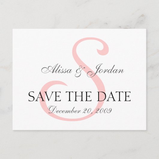Save the Date Wedding Monogram Aankondiging Kaart (Voorkant)
