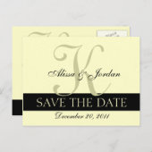 Save the Date Wedding Monogram Aankondiging Kaart (Voorkant / Achterkant)