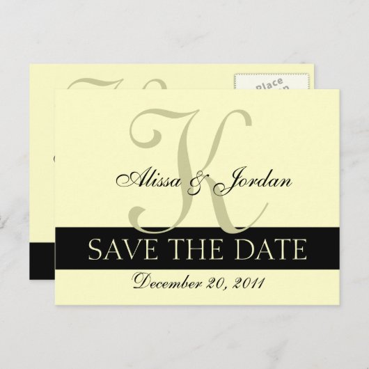 Save the Date Wedding Monogram Aankondiging Kaart (Voorkant / Achterkant)