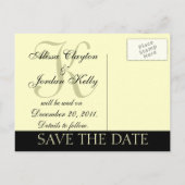 Save the Date Wedding Monogram Aankondiging Kaart (Achterkant)