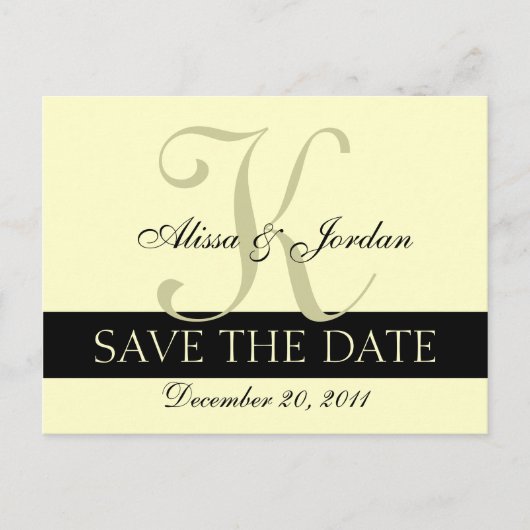 Save the Date Wedding Monogram Aankondiging Kaart (Voorkant)