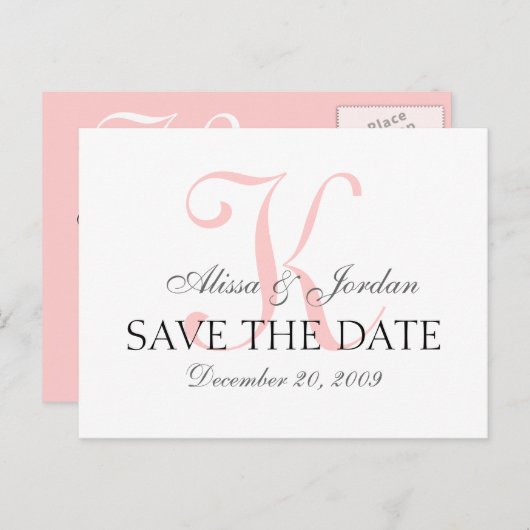 Save the Date Wedding Monogram Aankondiging Kaart (Voorkant / Achterkant)
