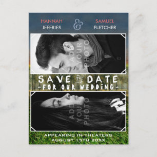 Save the Date Wedding Photo Movie Poster Theme Aankondigingskaart