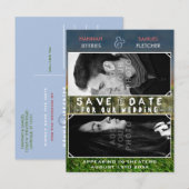 Save the Date Wedding Photo Movie Poster Theme Aankondigingskaart (Voorkant / Achterkant)