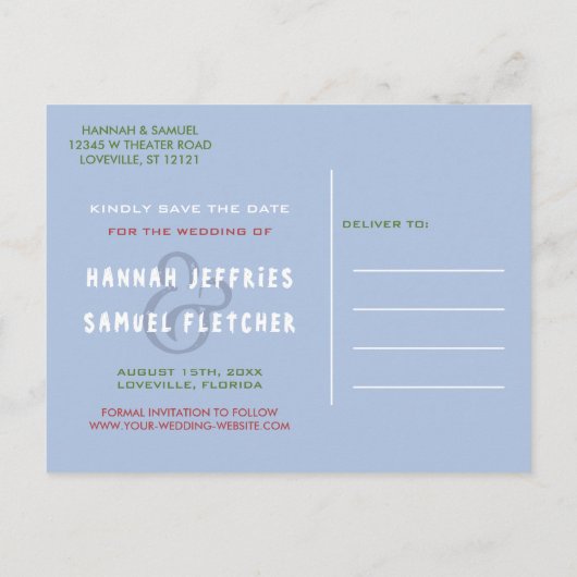 Save the Date Wedding Photo Movie Poster Theme Aankondigingskaart (Achterkant)