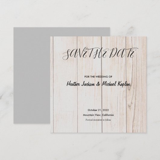 Save the Date Wedding Professioneel Klassiek Hout (Voorkant / Achterkant)