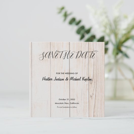 Save the Date Wedding Professioneel Klassiek Hout (Staand voorkant)