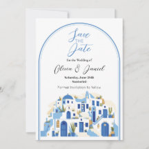 Save The Date Wedding Santorini Griekenland Blauw 