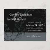 Save the Date Wedding Silver Flourish Briefkaart (Voorkant)