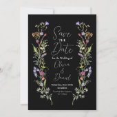 Save the Date Wedding Wildflower Bloemen Donker (Voorkant)
