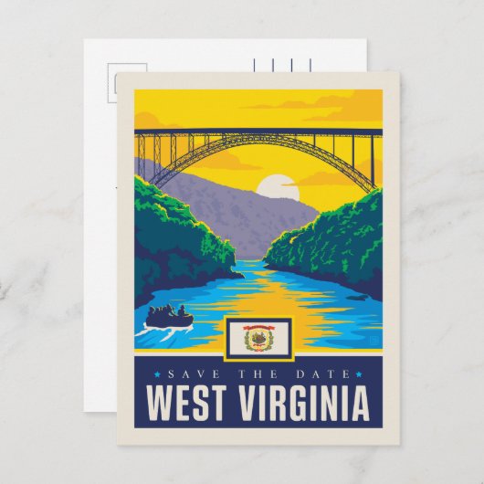 Save the date | West Virginia Uitnodiging Briefkaart (Voorkant / Achterkant)