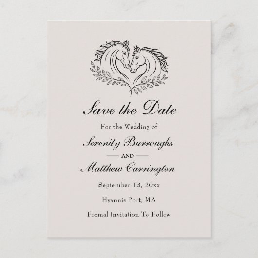 Save the Date Western Horse Rustic Country Wedding Aankondigingskaart (Voorkant)