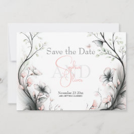 Save the Date | Whimsical Delicate Blush Floral Kaart