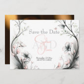 Save the Date | Whimsical Delicate Blush Floral Kaart (Voorkant / Achterkant)