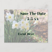 Save The Date White Daffodil Flowers Aankondigingskaart (Voorkant)