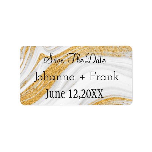Save the Date |White & Gold Agate Etiket (Voorkant)