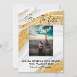 Save the date |White, Grey and Gold Agate Geode