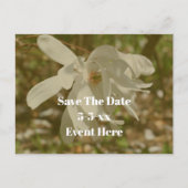 Save The Date White Magnolia Flower  Aankondigingskaart (Voorkant)