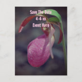 Save The Date Wild Pink Lady Slipper Flower  Aankondigingskaart (Voorkant)