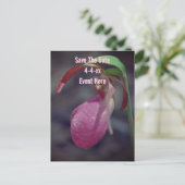 Save The Date Wild Pink Lady Slipper Flower  Aankondigingskaart (Staand voorkant)