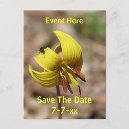 Save The Date Wild Trout Lily Flower  Aankondigingskaart (Voorkant)