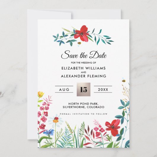 Save the Date.Wilde Meadow| Zomerwoudkaarten Save The Date (Voorkant)