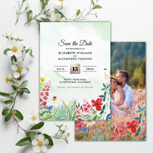 Save the date. Wilde weide   Wildbloemen Fotokaart Date