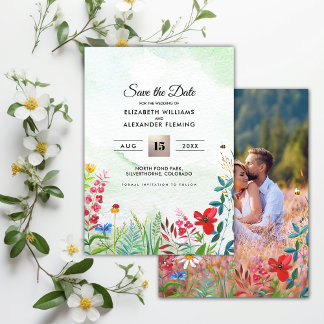 Save the date. Wilde weide | Wildbloemen Fotokaart Date