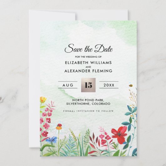 Save the date. Wilde weide | Wildbloemen Fotokaart Save The Date (Voorkant)