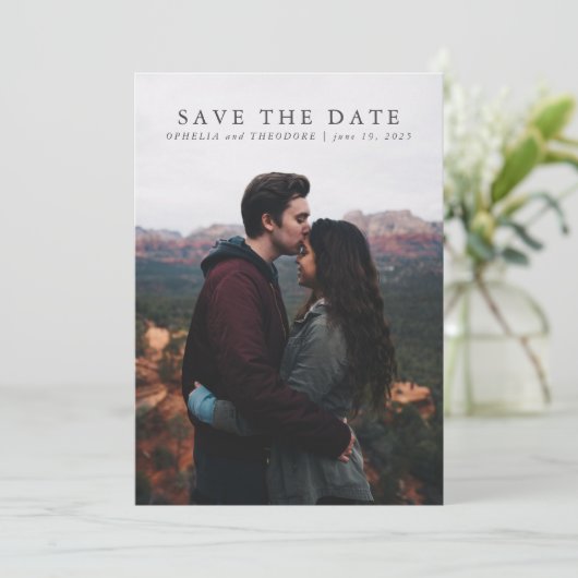 Save the Date Wildflower Blauwe Waterverf Elegant Kaart (Staand voorkant)