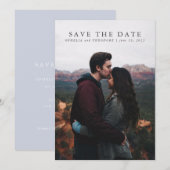 Save the Date Wildflower Blauwe Waterverf Elegant Kaart (Voorkant / Achterkant)