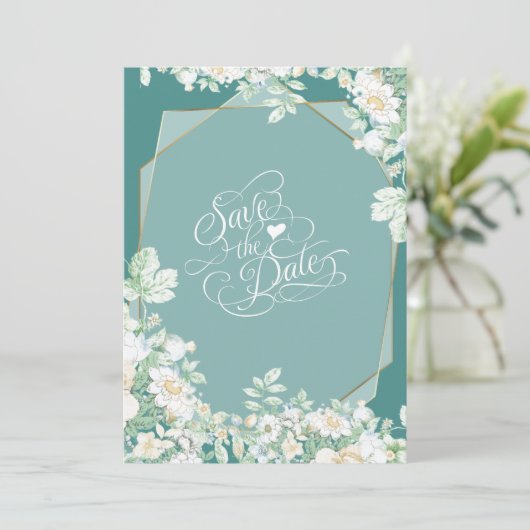 Save the date | Wildflowers en bessen geometrisch (Staand voorkant)