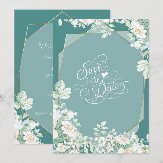Save the date | Wildflowers en bessen geometrisch (Voorkant / Achterkant)