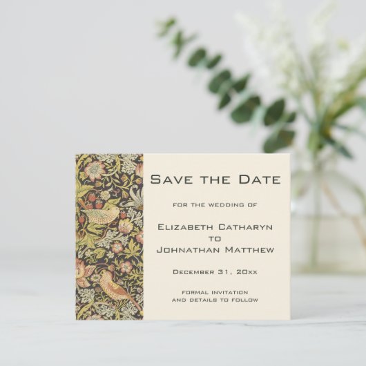 Save the Date William Morris Flowers (Staand voorkant)