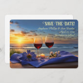 Save the Date Wine on the Beach Sunset Kaart (Voorkant / Achterkant)