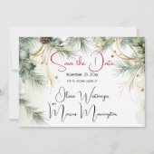 Save the date | Winter Waterverf groen Kaart (Voorkant)