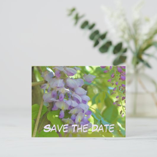 Save The Date Wisteria Flower Aankondigingskaart (Staand voorkant)