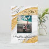 Save The Date |Wit, Grijs en Goud Agate Geode (Staand voorkant)