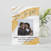 Save the date |Wit, Grijs en Goud Marmer (Staand voorkant)