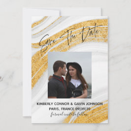 Save the date |Wit, Grijs en Goud Marmer