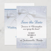 Save The Date Witte Strikken | Tie The Knot Trouwe Kaart (Voorkant / Achterkant)
