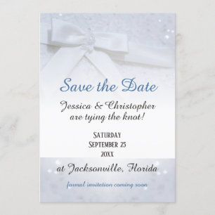 Save The Date Witte Strikken Trouwen met Tie The Kaart