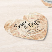 Save the date Wood grain Wedding Rustic  Kartonnen Onderzetters (Gekanteld)