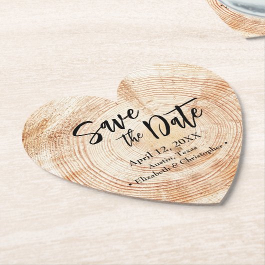 Save the date Wood grain Wedding Rustic  Kartonnen Onderzetters (Gekanteld)