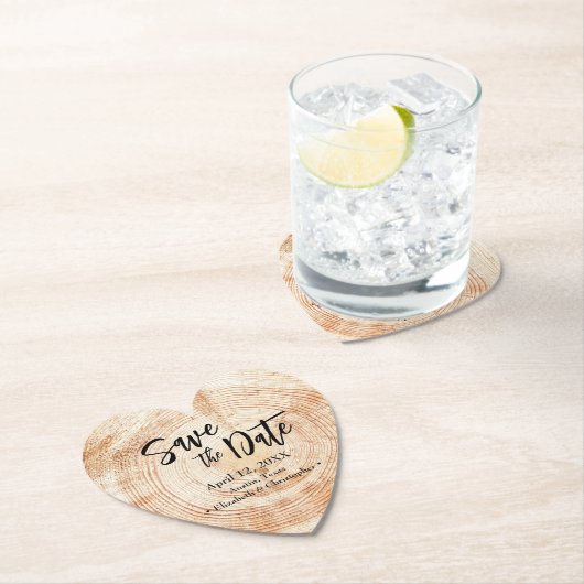 Save the date Wood grain Wedding Rustic  Kartonnen Onderzetters (Insitu)